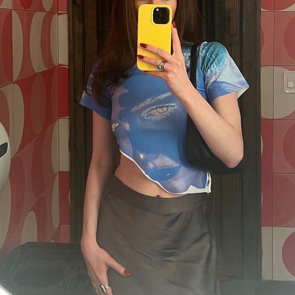 1xblue crop face top from ssense - Picture 3 of 6